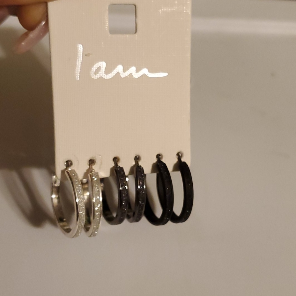 I am Sparkle Glitter Hoop earring set